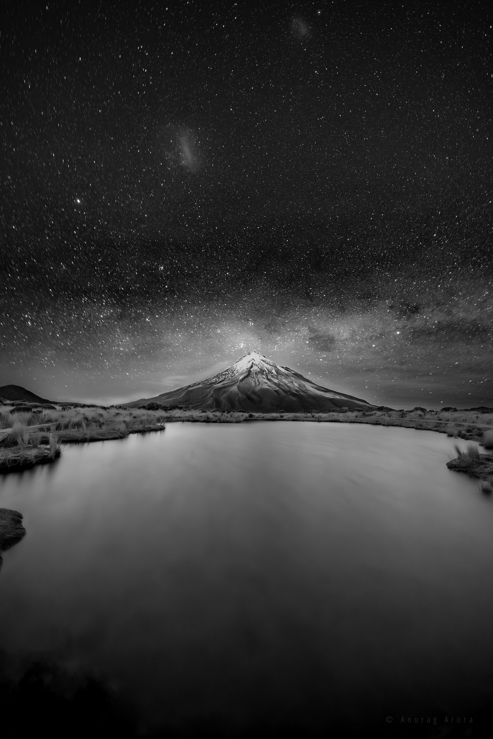 Mount Taranaki Under the Stars, New Zealand
