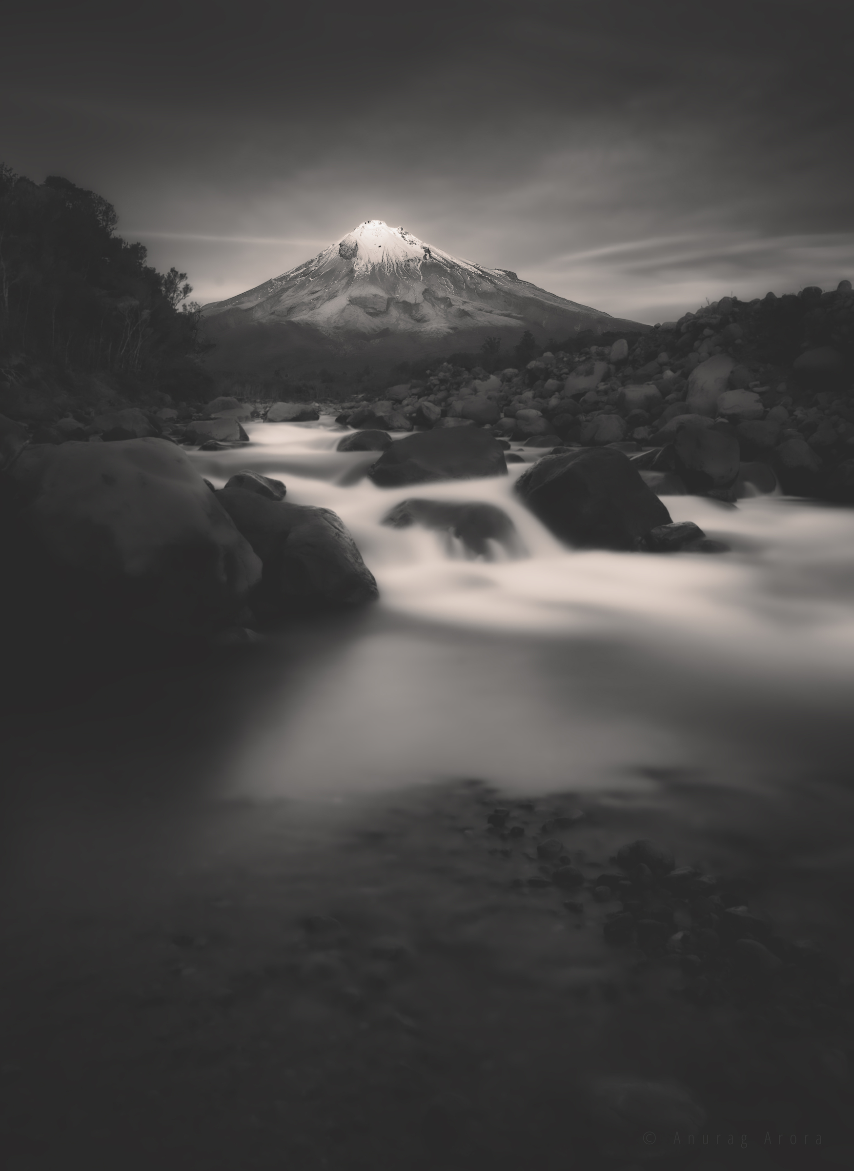 Mount Taranaki from Stony River, New Zealand
