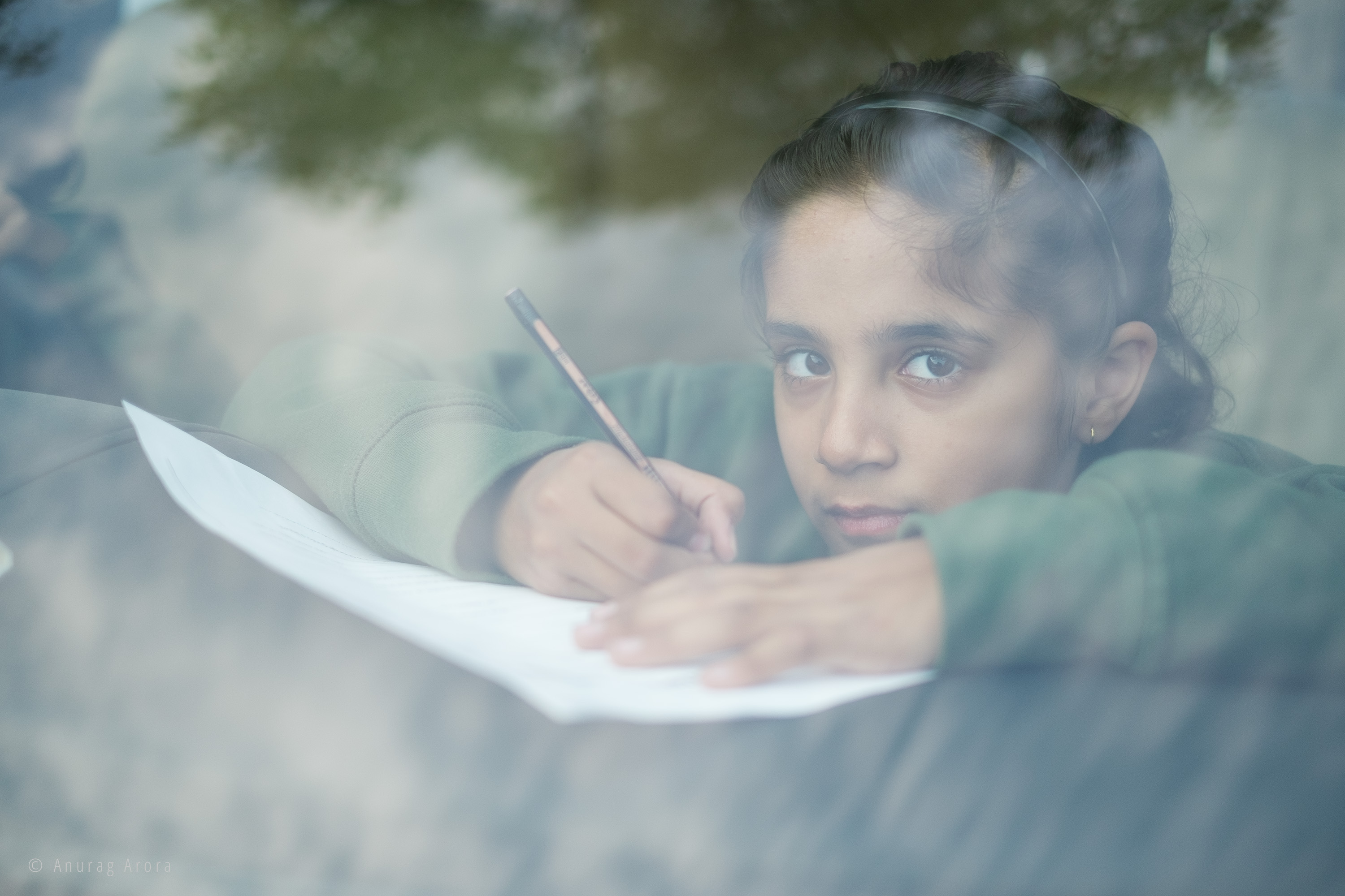 My car, her study room
